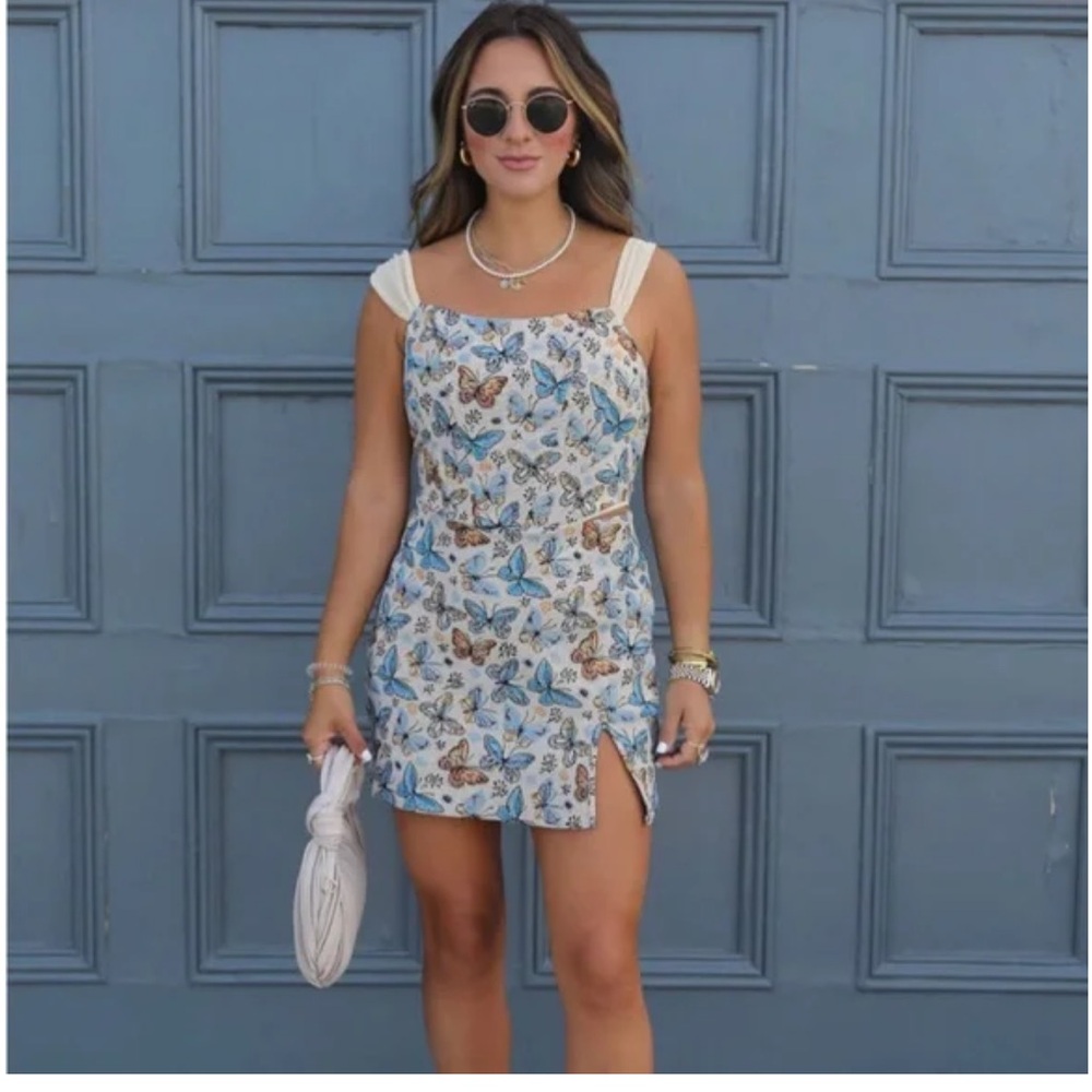 Floral Butterfly Print Dress